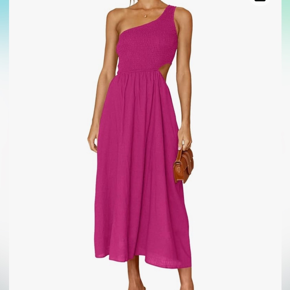 One shoulder cut out ankle length dress